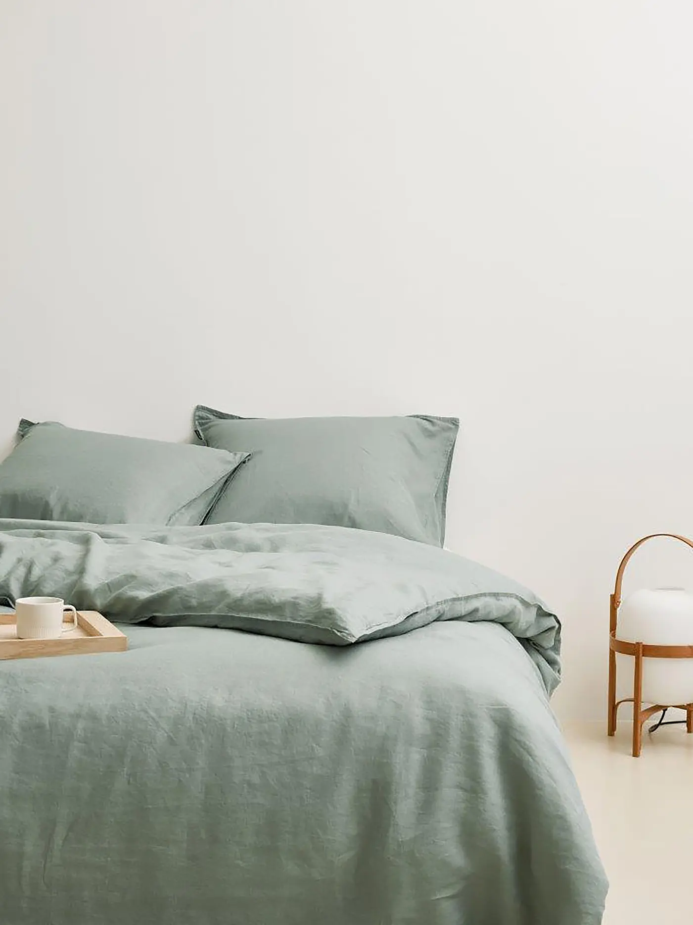MARC O'POLO HOME | Leinen Bettwäsche Valka 70x90cm / 140x200cm Powder Blue | grün